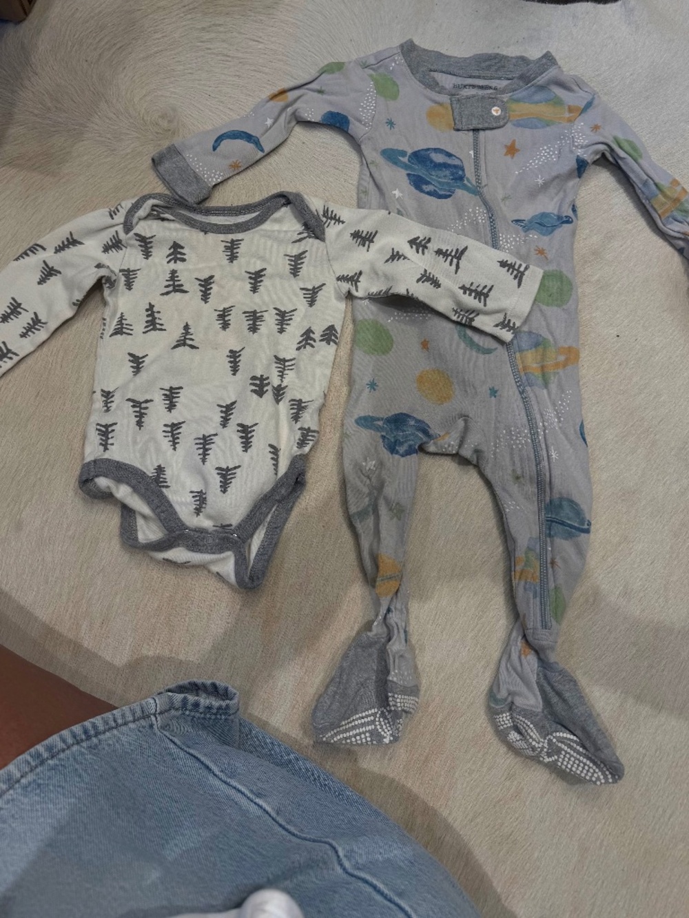 Burt's Bees Baby Sz 3-6 mons long sleeve sleeper/ long sleeve bodysuit
